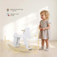 Qaba Wooden Rocking Horse Toddler Baby Ride-on Toys for Kids 1-3 Years with Classic Design & Solid Workmanship, White(m-3)