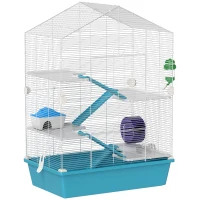 PawHut Large Hamster Cage, 5-Tier Small Animal House and Habitats for Gerbil Mice, Light Blue(m-9)