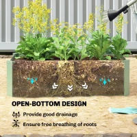 Outsunny Galvanized Raised Garden Beds, Outdoor Planter Box, Set of 2, for Flowers, Herbs and Vegetables, Light Green(m-5)