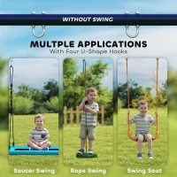 Qaba Kids Swing Set, Heavy Duty Metal 2 Seat Swing Stand Set with Ground Stakes, Supports 150 kg, Indoor Outdoor, Blue(m-5)