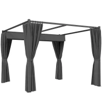 Outsunny 10' x 10' Retractable Pergola Canopy with Sidewalls, Metal Outdoor Gazebo Sun Shade Shelter, Dark Grey(m-9)