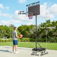 Soozier Portable Basketball Hoop Outdoor, 4.4-10ft Adjustable Height Basketball Goal with Wheels, Fillable Base(m-3)