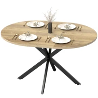HOMCOM 39.5"-53" Extendable Dining Table for 4-6, Industrial Kitchen Table with Butterfly Leaf and X-Shape Base, Natural Wood(m-2)