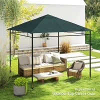 Outsunny 10' x 10' Square Gazebo Canopy Replacement UV Protected Top Cover Sun Shade Charcoal Green(m-7)