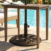 Outsunny 25lbs Cast Iron Round Patio Umbrella Base Stand, Umbrella Holder for Outdoor, Patio, Garden, Deck and Beach, Fit Dia. 1.5", 2" Pole, Bronze(m-6)