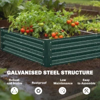 Outsunny 8 x 4 x 1ft Galvanized Raised Garden Bed, Reinforced Outdoor Planter Box with Open Bottom, Green(m-5)