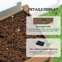 Outsunny Raised Garden Bed with PE Greenhouse Cover Outdoor Elevated Wood Planter Box for Herbs and Vegetables Brown(m-5)