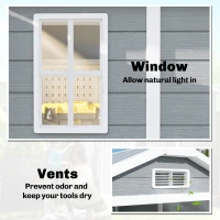 Outsunny 6' x 4' Outdoor Storage Shed, Plastic Shed with Floor, Window, Lockable Door and Vents for Outdoor Patio Storage, Gray(m-5)