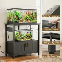 PawHut 20-29 Gallon Fish Tank Stand Aquarium Stand 330 LBS Capacity for Home, Office, 30.7" x 15.7" x 31.9", Black(m-7)