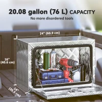 HOMCOM 24 Inch Underbody Truck Tool Box, Heavy Duty Aluminum Tool Box, Storage Toolbox Chest Organizer with Lock and Keys(m-6)