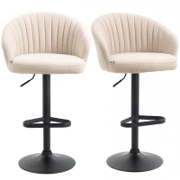 HOMCOM Bar Stools Set of 2, Swivel Counter Height Barstools with Back, Footrest, Adjustable Height, Beige(m-9)