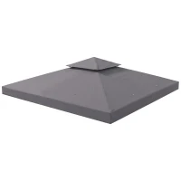 Outsunny 10' x 10' Square 2-Tier Gazebo Canopy Replacement Top Cover Outdoor Garden Sun Shade, Replacement Top Only, Dark Grey(m-2)