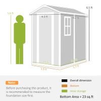 Outsunny 6' x 4' Outdoor Storage Shed, Plastic Shed with Floor, Window, Lockable Door and Vents for Outdoor Patio Storage, Gray(m-3)