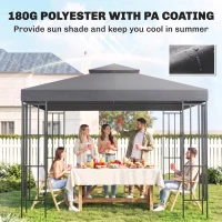 Outsunny 10' x 10' Square 2-Tier Gazebo Canopy Replacement Top Cover Outdoor Garden Sun Shade, Replacement Top Only, Dark Grey(m-6)