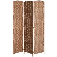 HOMCOM 6ft Folding Room Divider, 3 Panel Wall Partition with Wooden Frame for Bedroom, Home Office, Natural(m-2)