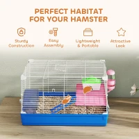 PawHut 18.5" Hamster Cage with Exercise Wheel and Water Bottle Dish, Rat House and Habitats 2 Storey Design(m-7)
