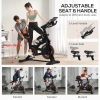 Soozier Exercise Bike, Flywheel Indoor Stationary Bike, Adjustable Height and Resistance, with LCD Monitor, Comfortable Seat Cushion, 264 lbs Capacity, Black and Red(m-5)
