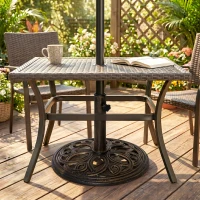 Outsunny 25lbs Cast Iron Round Patio Umbrella Base Stand, Umbrella Holder for Outdoor, Patio, Garden, Deck and Beach, Fit Dia. 1.5", 2" Pole, Bronze(m-8)
