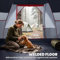 Outsunny 5 Person Family Tent, Outdoor Camping Tent with Lighting Hook, Carrying Bag for Camping, Hiking and Travelling, Grey(m-5)