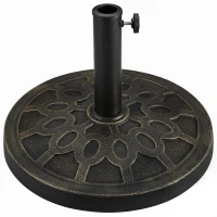 Outsunny Resin Round Patio Umbrella Stand Base Coated Pole Market Garden Umbrella Holder Parasol Holder Bronze(m-2)
