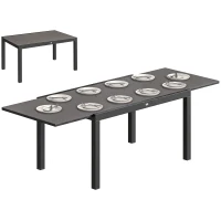 Outsunny Expandable Outdoor Dining Table, 55"-95" Patio Table with Tempered Glass Top and Aluminum Frame, Black(m-9)
