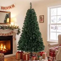 HOMCOM 6 ft Artificial Christmas Tree, Norway Spruce Tree, Hinged Xmas Tree with Metal Stand(m-2)