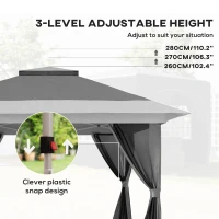Outsunny 11.7' x 11.7' Pop Up Canopy Tent with Netting, UPF50+ Instant Sun Shelter with Wheeled Carry Bag and Sand Bags(m-5)