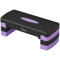 Soozier Aerobic Exercise Step Platform, 4"/6"/8" Adjustable Aerobic Stepper with Risers, Workout Stepper for Home Gym, Purple(m-2)