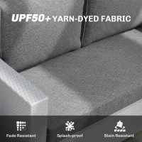 Outsunny 2 Seater Outdoor Seat Cushions with Backrest, Loveseat Double Sofa Outdoor Furniture Cushions, Grey(m-5)