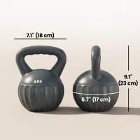 Soozier Kettlebell, 13 lbs Kettle Bell with Non-Slip Handle for Home Gym, Weight Lifting and Strength Training, Grey(m-3)