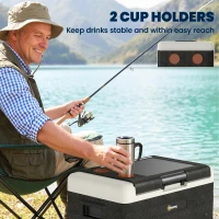 Outsunny 12 Volt Car Refrigerator, 53QT Car Fridge Electric Cooler, 12/24V DC and 100-240V AC, -4-68 ℉, Portable Refrigerator(m-7)