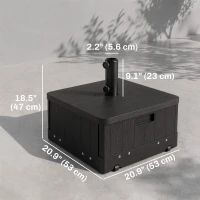 Outsunny 3-in-1 Outdoor Umbrella Base with Wheels, Side Table, Planter Box, 175lbs Heavy Duty Patio Umbrella Stand, Black(m-3)