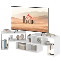 HOMCOM TV Stand for TVs up to 75", 3-Piece Modular TV Console with Open Storage Shelves, White(m-2)