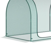 Outsunny 8' x 3' Crop Cage, Garden Plant Protector, with 3 Zippered Doors and 6 Ground Stakes, for Garden, Yard, Lawn Dark Green(m-9)