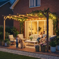 Outsunny 10' x 13' Wooden Pergola, Outdoor Pergola Gazebo Grape Trellis with Triangle Supports, Concrete Anchors, Nature Wood(m-7)
