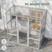 PawHut Large Outdoor Catio with Weatherproof Roof, Bridge, Resting Box, Platforms, White(m-6)