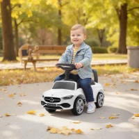 Qaba Mercedes-Benz C-Class Licensed Kids Ride On Car, Foot-to-Floor Toy with Anti-Tip Design, Horn & Start Sound, White(m-10)
