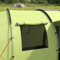 Outsunny 6 Person Camping Tent with Porch, Large Family Tent with 2 Bedroom and Living Room, Light Green(m-12)
