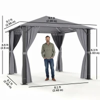 Outsunny 10' x 10' Soft Top Outdoor Gazebo Steel Frame Mesh Curtain Sidewalls(m-3)