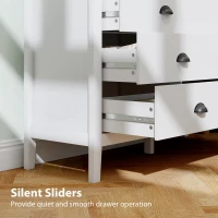 HOMCOM Chest of Drawers with Quiet Slides, Modern 6 Drawer Dresser for Bedroom, Closet, Living Room, Entryway, White(m-5)
