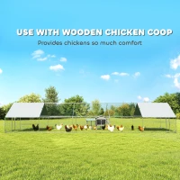 PawHut Metal Chicken Coop with Water- and UV-Protection Cover for Backyard Hen, Duck, Rabbit, 32.8' x 9.8' x 6.4'(m-5)