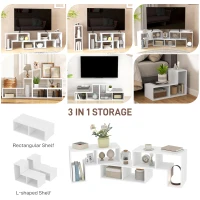 HOMCOM TV Stand for TVs up to 75", 3-Piece Modular TV Console with Open Storage Shelves, White(m-5)