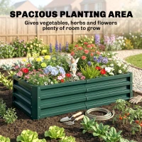Outsunny Galvanized Raised Garden Bed, Outdoor Planter Box for Vegetables, Flowers, Herbs, 4' x 2' x 1', Dark Green(m-4)