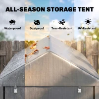 Outsunny 4 x 6ft Outdoor Storage Shed Tent, Portable Shed with Roll-up Door for Motorcycle, Bike, Garden Tools(m-4)