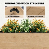 Outsunny Wooden Raised Garden Bed, 2-Tier Raised Planter with Storage Shelf, Side Board, Drainage Holes and Liner(m-7)