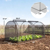 Outsunny 8' x 4' Crop Cage, Plant Protection Tent with Two Zippered Doors, Steel Frame, Storage Bag and 4 Ground Stakes, for Garden, Yard, Lawn, Black(m-3)