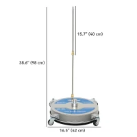 Outsunny 16" Pressure Washer Surface Cleaner with 4 Wheels, Stainless Steel Power Washer Surface Cleaner with 1/4" Quick Connector, 2 Extension Wands, 3600 PSI, Silver(m-3)