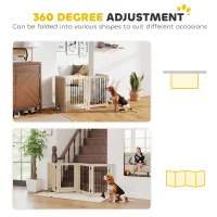 PawHut reestanding Dog Gate, Wooden Foldable Pet Gate with 4 Panels, Walk-Through Door, Support Feet, Non-Slip Mats(m-5)