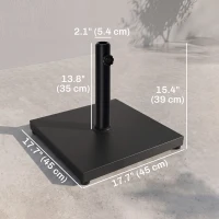 Outsunny 40 lbs Steel Square Umbrella Base Stand w/ Adjustable Knob Parasol Stand Garden Patio Outdoor Home, Black(m-3)