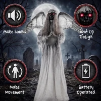HOMCOM Halloween Animated Standing Crying Angel Decoration with Sound and Touch Activated(m-6)